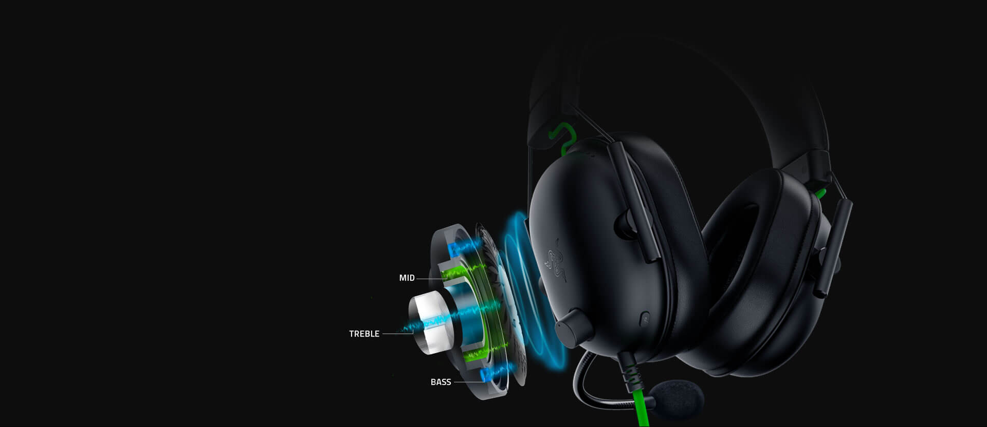 Tai nghe Razer BlackShark V2 X - Wired Gaming Headset - RZ04-03240100-R3M1 trang bị driver 50mm với thiết kế mới cho âm thanh sáng và mạnh mẽ hơn